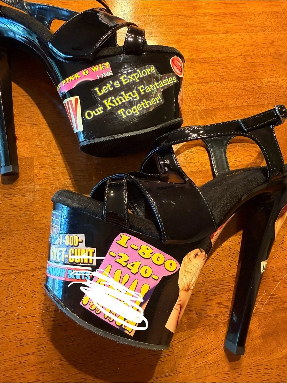 One of a Kind Custom Adult Stripper Pole Platform Heels Black Hustler Magazine